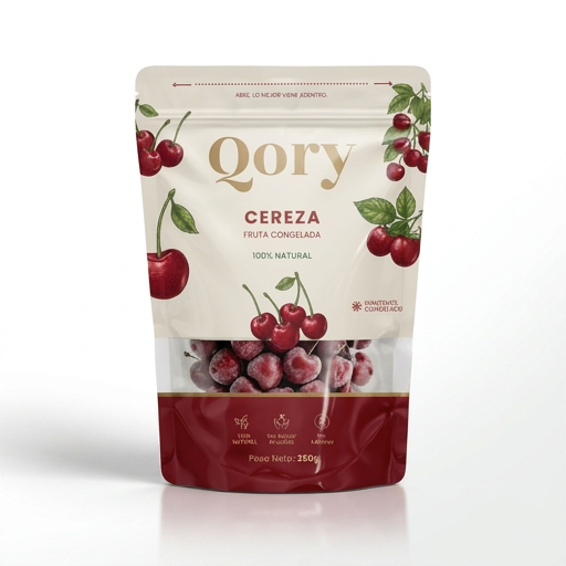 Cerezas congeladas Qory, empaque retail 350 g