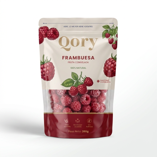 Frambuesas congeladas Qory, empaque retail 350 g