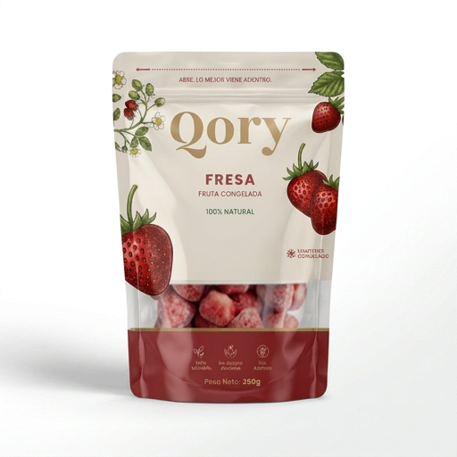 Fresas congeladas Qory, empaque retail 350 g