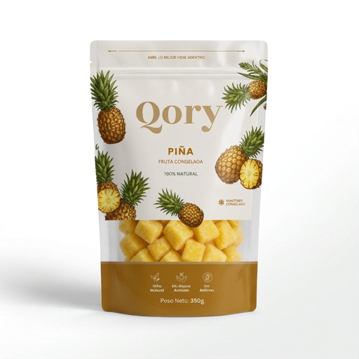 Piña congelada en trozos Qory, empaque retail 350 g